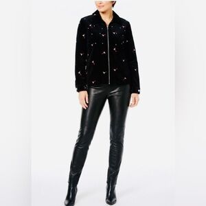 The Quacker Factory Crystal Stud Black Velvet Holiday
Martini Zip Jacket Small